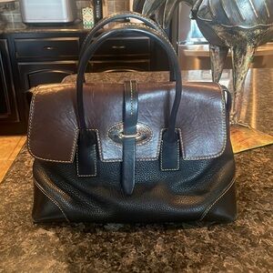Dooney & Burke Elisa Handbag with Crossbody Strap in Black with Brown Accent